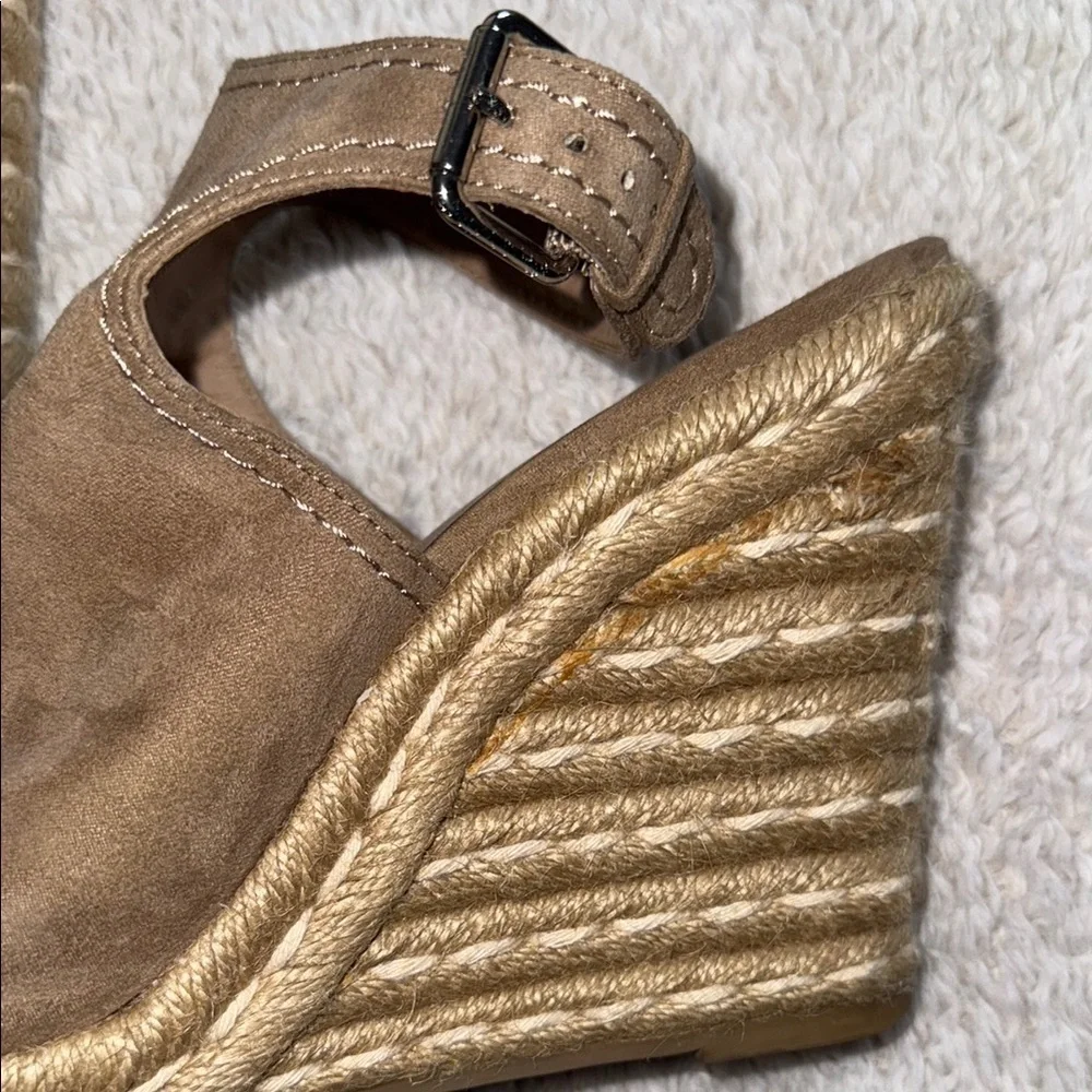 👡 Women’s Merona Peep Toe Espadrille Wedges – Taupe, Size 10